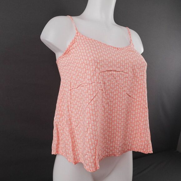 Old Navy Womens Tank Top XS Peach Ditzy Pineapple Flowy Split Back Flowy Casual - Picture 3 of 12